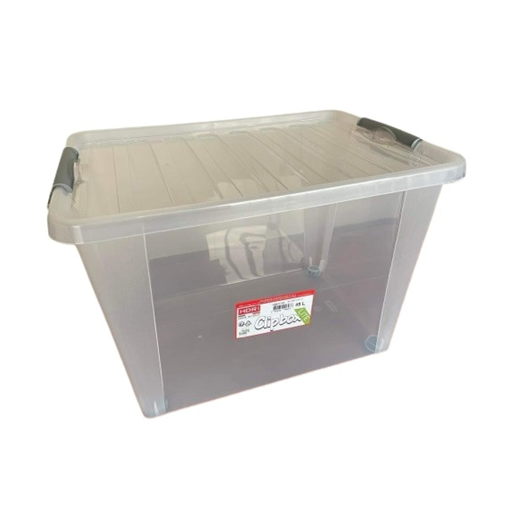 Heidrun Clipbox - Lite Tároló doboz  45L 52x36,5x34cm gurulós Clippes tetővel