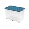 Kép 1/2 - Heidrun Clipbox átlátszó tároló doboz 150 literes, 80x50x50 cm méretben, gurulós kivitelben clippes tetővel, extra nagy műanyag doboz tároláshoz és rendszerezéshez