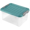 Kép 1/3 - Heidrun Clipbox Lite tároló doboz – 14 literes, 39x28,5x18 cm, átlátszó műanyag doboz clippes tetővel dokumentumok, játékok vagy háztartási cikkek tárolásához