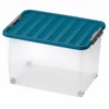 Kép 1/2 - Heidrun Clipbox tároló doboz gurulós clippes tetővel – 45 literes, 52x36,5x34 cm, átlátszó műanyag tárolódoboz kerekekkel és fedéllel, ideális nagyobb tárgyak rendszerezésére és mozgatására