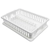 Kép 1/2 - Heidrun edényszárító csepegtető tálcával, 38x26x9 cm méretben, kompakt műanyag edényszárító állvány konyhai használatra