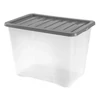 Kép 1/2 - Heidrun Quasar átlátszó tároló doboz 110 literes, 60x50x51 cm méretben, Grand Chest kivitelben, műanyag tetővel, nagyméretű strapabíró tárolódoboz