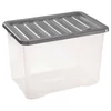 Kép 1/2 - Heidrun Quasar átlátszó tároló doboz 28 literes, 43x33x26 cm méretben, műanyag tetővel, praktikus rendszerező és tárolódoboz otthonra vagy irodába