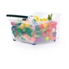 Kép 1/2 - Prosperplast átlátszó tároló doboz 29 liter – fogantyús, görgős kivitel, 38x37,9x25,6 cm