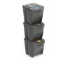 Kép 1/2 - Prosperplast Sortibox szelektív hulladékgyűjtő – 3 x 25 literes szemetes, szürke, 29,3x39,2x33,5 cm