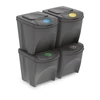 Kép 1/2 - Prosperplast Sortibox szelektív hulladékgyűjtő – 4 x 25 literes szemetes, szürke, 29,3x39,2x33,5 cm