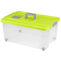 Heidrun Boxmania tároló doboz – 55 literes, 60x40x28,5 cm, átlátszó műanyag gurulós tárolódoboz clippes tetővel, praktikus és biztonságos rendszerezéshez