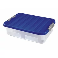 Heidrun Clipbox átlátszó tároló doboz 30 literes, 60x40x18 cm méretben, gurulós kivitelben clippes tetővel, praktikus műanyag doboz tároláshoz és rendszerezéshez