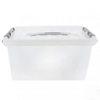 Heidrun Clipbox átlátszó tároló doboz 5 literes, 29x19x14 cm méretben, fogantyúval és Clippes tetővel, praktikus műanyag tárolódoboz