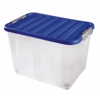 Heidrun Clipbox átlátszó tároló doboz 75 literes, 60x40x40 cm méretben, gurulós kivitelben clippes tetővel, nagy műanyag doboz tároláshoz és rendszerezéshez