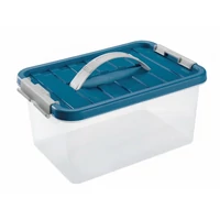 Heidrun Clipbox átlátszó tároló doboz 8 literes, 34x23x16 cm méretben, fogantyúval és Clippes tetővel, praktikus műanyag tárolódoboz