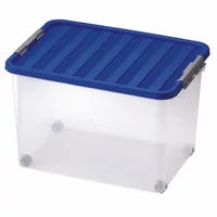 Heidrun Clipbox tároló doboz gurulós clippes tetővel – 45 literes, 52x36,5x34 cm, átlátszó műanyag tárolódoboz kerekekkel és fedéllel, ideális nagyobb tárgyak rendszerezésére és mozgatására