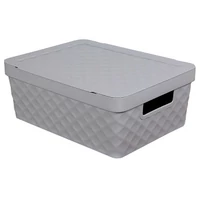 Heidrun Diamond tároló doboz tetővel – 11 literes, 36x27x14 cm, mintás műanyag doboz fedéllel, ideális rendszerezéshez otthon vagy irodában