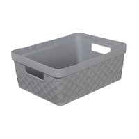 Heidrun Diamond tároló doboz – 11 literes, 36x27x14 cm, elegáns mintázatú műanyag tárolódoboz kisebb háztartási vagy irodai eszközök rendszerezéséhez