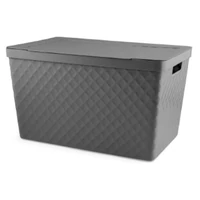 Heidrun Diamond tároló doboz tetővel – 51 literes, 56x36x32 cm, nagyméretű mintás műanyag tárolódoboz fedéllel, ideális ruhák, játékok vagy háztartási cikkek rendszerezéséhez