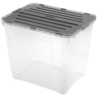 Heidrun Dragon Box átlátszó tároló doboz 100 literes, 59x46x50 cm méretben, Classic oldalra nyíló kivitelben, fekete tetővel, masszív műanyag tárolódoboz