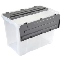 Heidrun Dragon Box átlátszó tároló doboz 60 literes, 59x36x40 cm méretben, Classic oldalra nyíló kivitelben, fekete tetővel, erős műanyag tárolódoboz