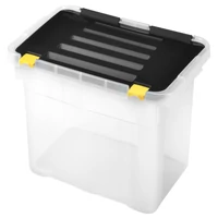 Heidrun Dragon Box tároló doboz – 18 literes, 39,5x27x27,5 cm, átlátszó műanyag doboz oldalra nyíló clippes tetővel, ideális háztartási vagy irodai rendszerezéshez
