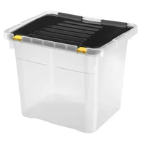 Heidrun Dragon Box tároló doboz – 36 literes, 43x35x35,5 cm, átlátszó műanyag doboz oldalra nyíló clippes tetővel, praktikus tárolásra otthon vagy irodában