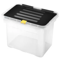 Heidrun Dragon Box tároló doboz – 9 literes, 30x23x20 cm, átlátszó műanyag doboz oldalra nyíló clippes tetővel, praktikus kis tárolódoboz otthoni használatra
