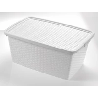 Heidrun Intrigobox zárt rattan mintás tárolódoboz 10L tetővel – 33x23x16cm
