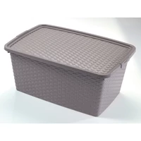 Heidrun Intrigobox zárt rattan mintás tárolódoboz 20L tetővel – 43x32x22cm