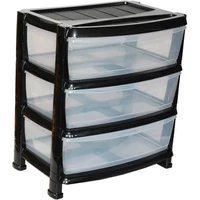 Heidrun Professional 3 fiókos átlátszó tároló műanyagból, görgőkkel vagy lábakkal 55x40x60,5 cm méretben