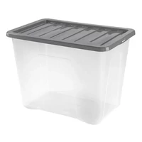 Heidrun Quasar átlátszó tároló doboz 110 literes, 60x50x51 cm méretben, Grand Chest kivitelben, műanyag tetővel, nagyméretű strapabíró tárolódoboz