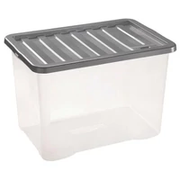 Heidrun Quasar átlátszó tároló doboz 28 literes, 43x33x26 cm méretben, műanyag tetővel, praktikus rendszerező és tárolódoboz otthonra vagy irodába