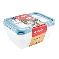 Keeeper Mia Magic Ice 3 darabos 1,25 literes téglalap alakú ételtároló doboz készlet kék fedéllel
