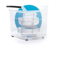 Prosperplast átlátszó tároló doboz 44 liter – fogantyús, görgős kivitel, 38x37,9x37,9 cm