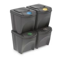 Prosperplast Sortibox szelektív hulladékgyűjtő – 4 x 25 literes szemetes, szürke, 29,3x39,2x33,5 cm