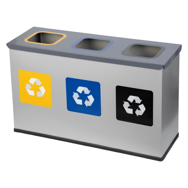 ALDA EKO 3-WAY MINI fém szelektív hulladékgyűjtő, 3×12 literes kivitel-2