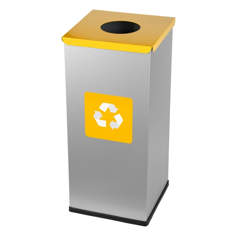 ALDA EKO SQUARE fém szelektív hulladékgyűjtő 60L sárga fedéllel-2