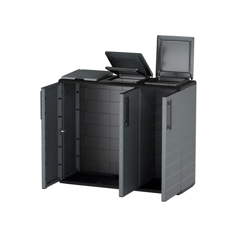 Art Plast félmagas műanyag hulladékszelektáló szekrény 3 fedéllel 1020x370x840 mm-2