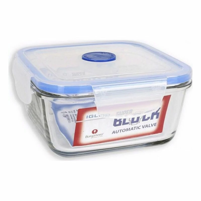 Borgonovo IGLOO R17 Superblock üveg ételtároló – 0,8 literes hőálló BPA-mentes tárolódoboz biztonságos, szivárgásmentes fedéllel