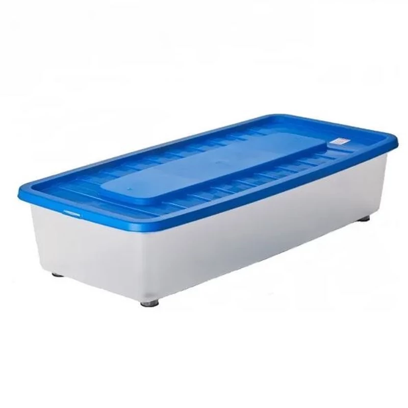 Heidrun Boxmania tároló doboz – 25 literes, 56x37x18 cm, átlátszó műanyag gurulós tárolódoboz tetővel, praktikus megoldás háztartási cikkek rendszerezésére