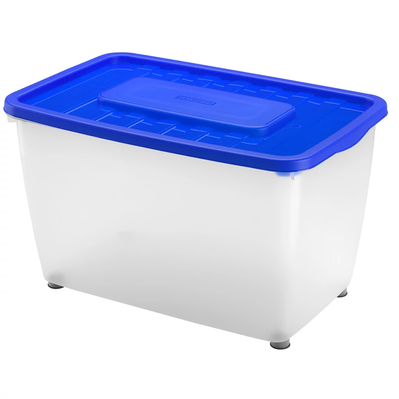 Heidrun Boxmania tároló doboz – 46 literes, 56x37x34 cm, átlátszó műanyag gurulós tárolódoboz tetővel, ideális nagyobb háztartási tárgyak rendszerezésére és tárolására