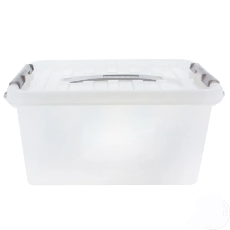 Heidrun Clipbox átlátszó tároló doboz 14 literes, 40x29x18 cm méretben, fogantyúval és Clippes tetővel, strapabíró műanyag tárolódoboz-2