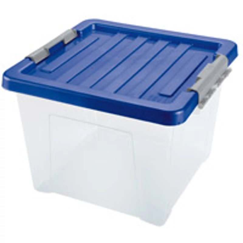 Heidrun Clipbox átlátszó tároló doboz 24 literes, 39x37x27 cm méretben, clippes tetővel ellátott műanyag doboz rendszerezéshez és tároláshoz