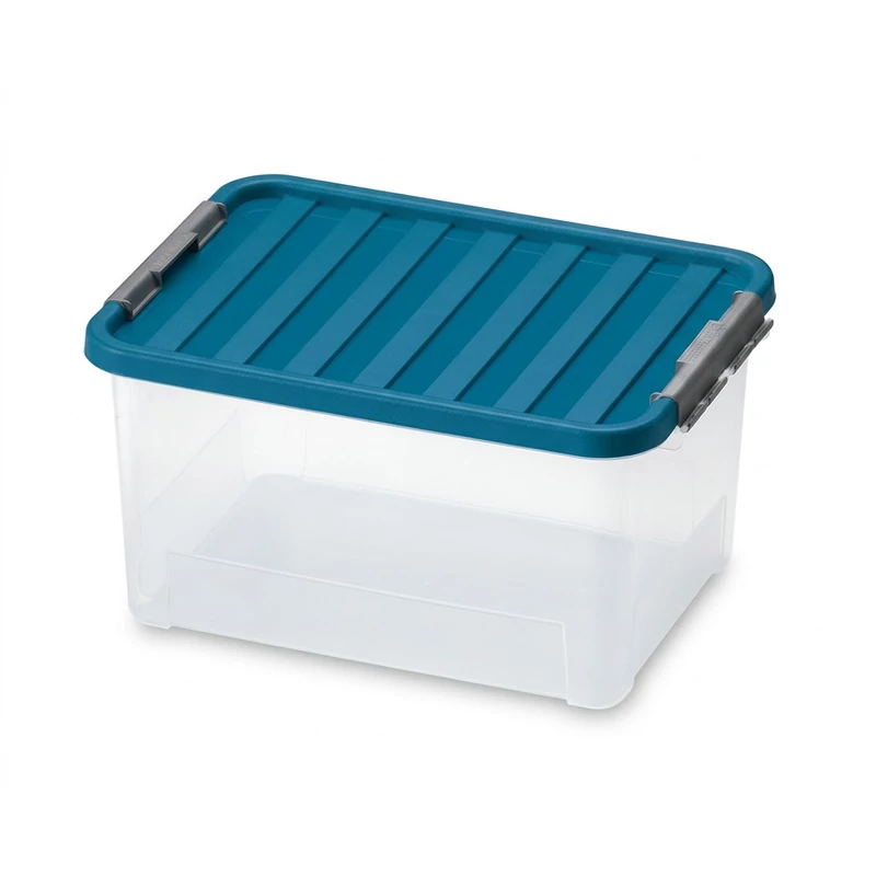 Heidrun Clipbox átlátszó tároló doboz 25 literes, 44x31x23 cm méretben, Clippes tetővel, praktikus és strapabíró műanyag tárolódoboz