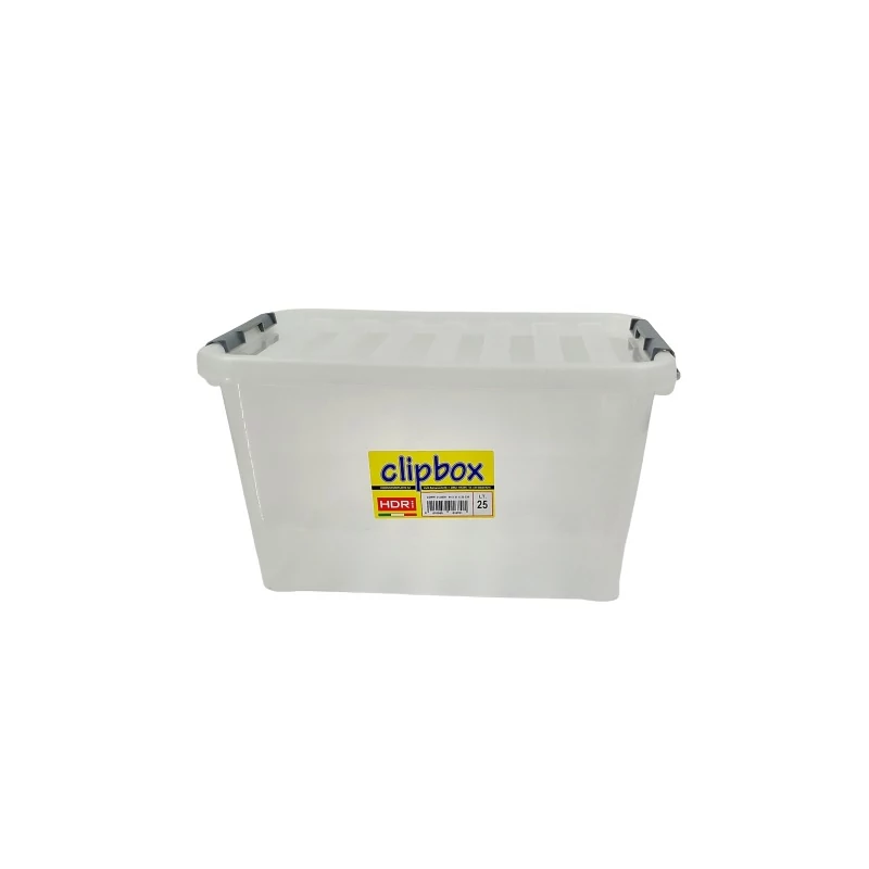 Heidrun Clipbox átlátszó tároló doboz 25 literes, 44x31x23 cm méretben, Clippes tetővel, praktikus és strapabíró műanyag tárolódoboz-2