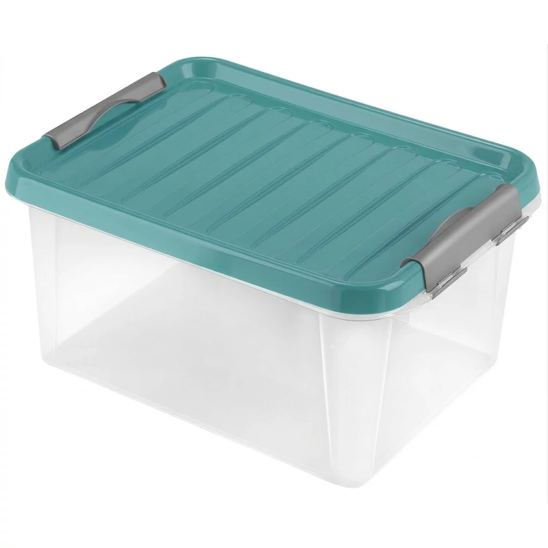 Heidrun Clipbox Lite tároló doboz – 14 literes, 39x28,5x18 cm, átlátszó műanyag doboz clippes tetővel dokumentumok, játékok vagy háztartási cikkek tárolásához