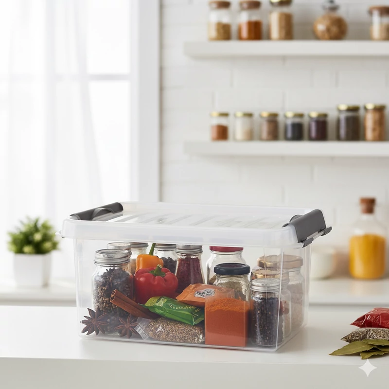 Heidrun Clipbox Lite tároló doboz – 8,0 literes, 33x22,5x16 cm, átlátszó műanyag tárolódoboz clippes tetővel otthoni rendszerezéshez-2