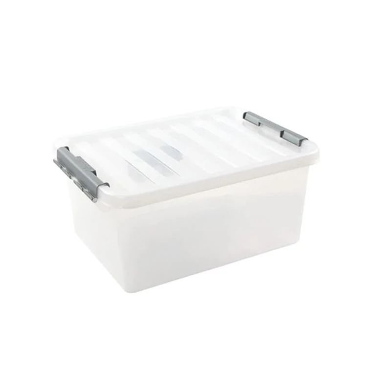 Heidrun Clipbox tároló doboz clippes tetővel – 14 literes, 40x29x18 cm, átlátszó műanyag tárolódoboz fedéllel, ideális irodai és háztartási használatra-2