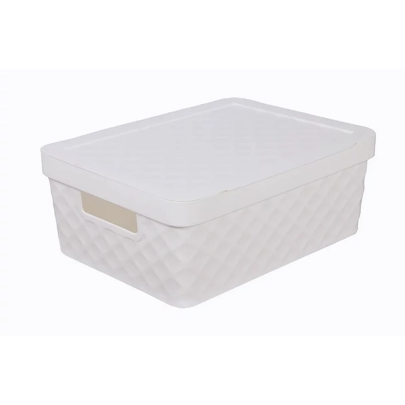 Heidrun Diamond tároló doboz tetővel – 11 literes, 36x27x14 cm, mintás műanyag doboz fedéllel, ideális rendszerezéshez otthon vagy irodában-2