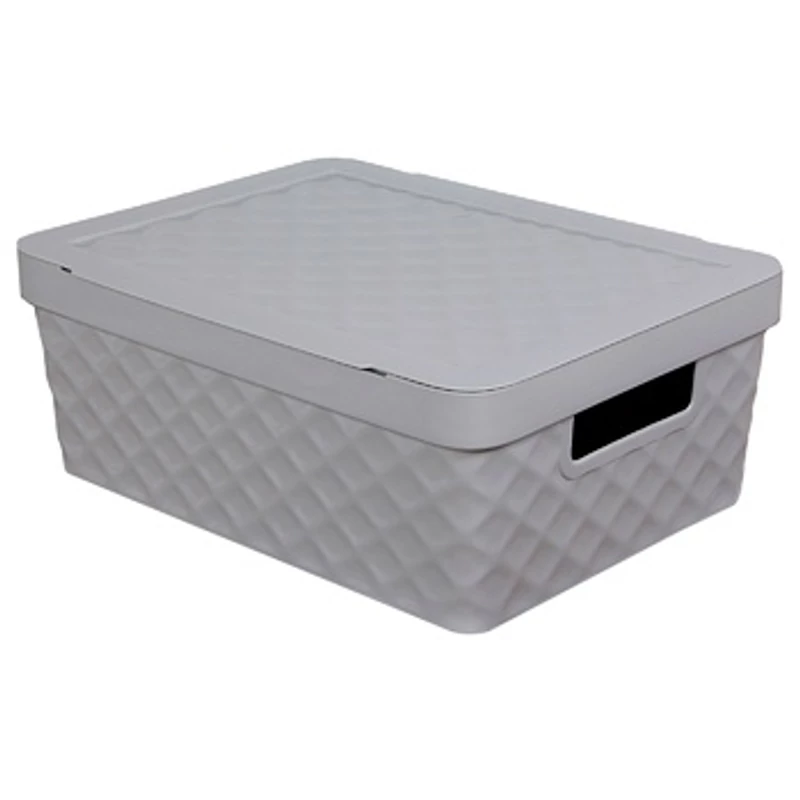 Heidrun Diamond tároló doboz tetővel – 11 literes, 36x27x14 cm, mintás műanyag doboz fedéllel, ideális rendszerezéshez otthon vagy irodában