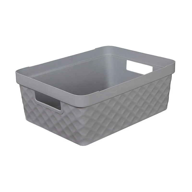 Heidrun Diamond tároló doboz – 11 literes, 36x27x14 cm, elegáns mintázatú műanyag tárolódoboz kisebb háztartási vagy irodai eszközök rendszerezéséhez