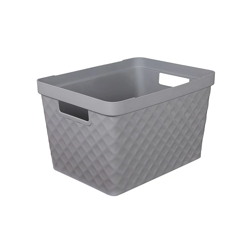 Heidrun Diamond tároló doboz – 17,5 literes, 36x27x23 cm, dekoratív műanyag tárolódoboz otthoni rendszerezéshez, kisebb háztartási cikkek tárolásához