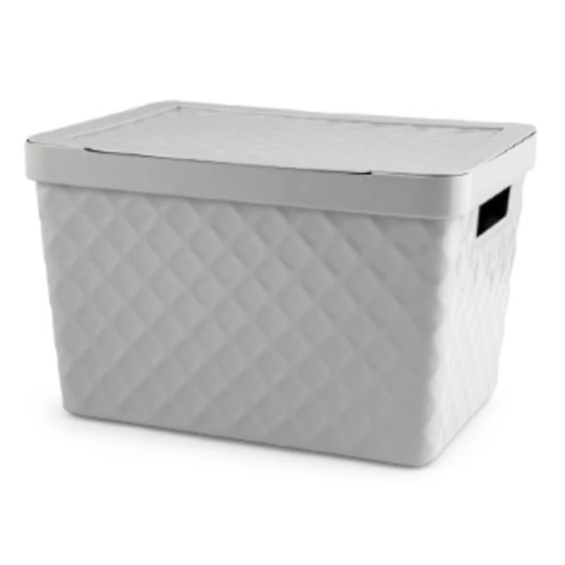 Heidrun Diamond tároló doboz tetővel – 17,5 literes, 36x27x23 cm, mintás műanyag tárolódoboz fedéllel, praktikus megoldás otthoni vagy irodai rendszerezéshez-3
